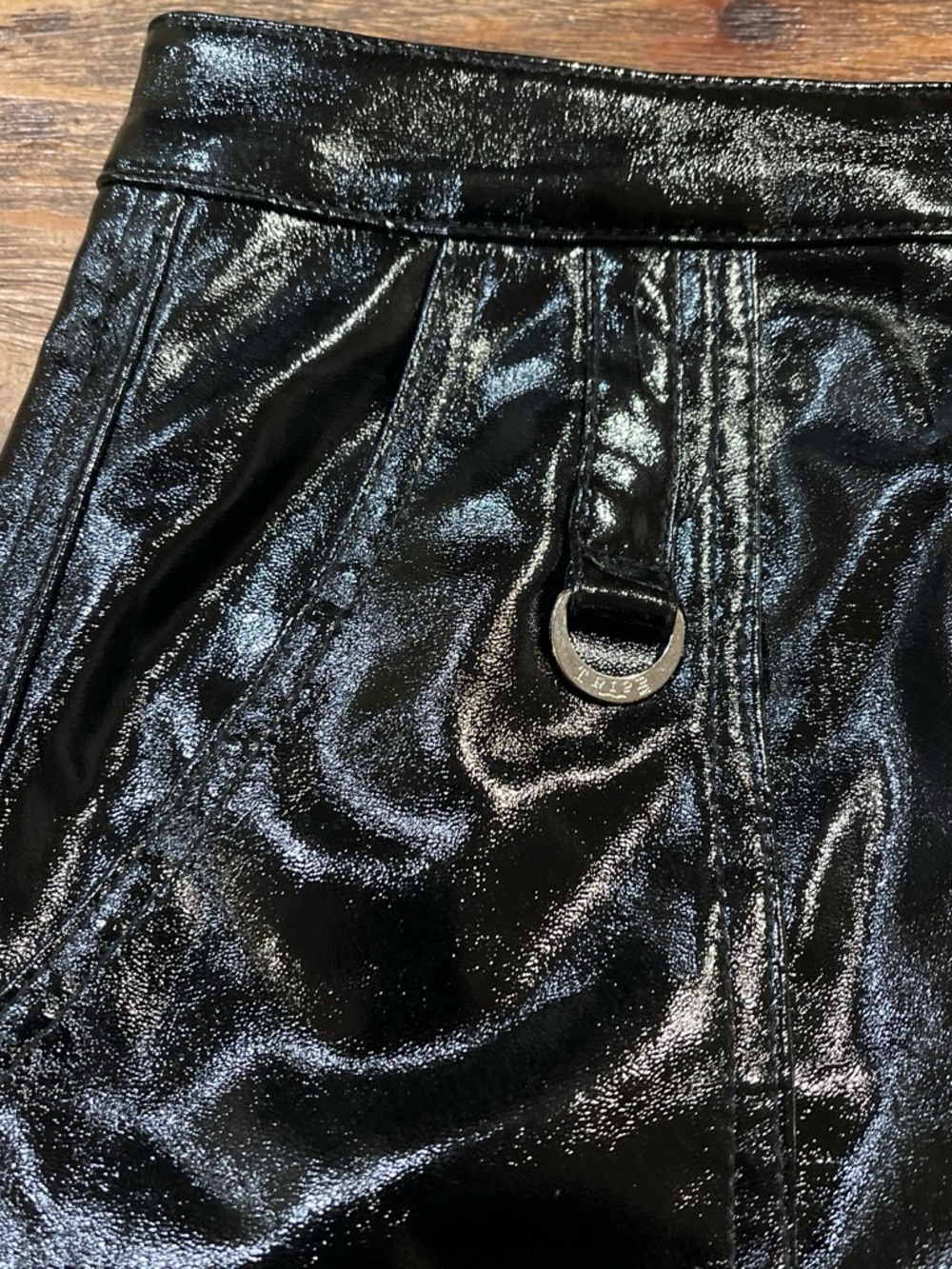 Tripp NYC Black Patent Front-Zip Mini Skirt - Picture 3 of 8